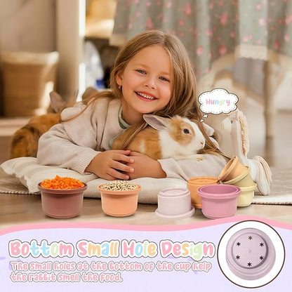 8 Pcs Stacking Cups for Small Animal Toys,Nesting Rabbit Toys of Different Sizes,Safe Plastic Colorful Nesting Toys for Bunny Guinea Pig Hiding Food and Playing (Purple)