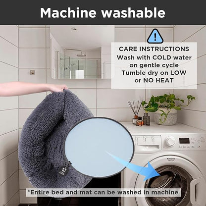 Large Donut Dog Bed, Calming Dog Bed Washable Ideal for Small to Large Dogs and Cats & Round Dog Bed,Anti-Anxiety Multiple Sizes (37.5" L x 37.5" W x 8.5" Th)