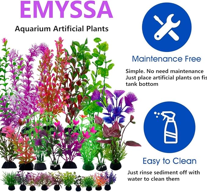 25pcs Fish Tank Accessories Aquarium Artificial Plants, Fish Tank Decorations Plants, Aquarium Decor Artificial Plants, Small to Large