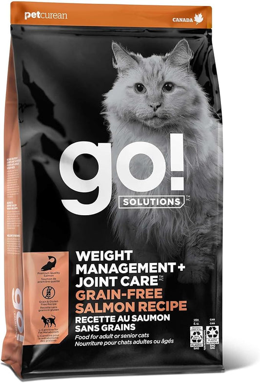 Go! Solutions Weight Management + Joint Care, Grain-Free Dry Cat Food, Salmon Recipe, 3 lb Bag