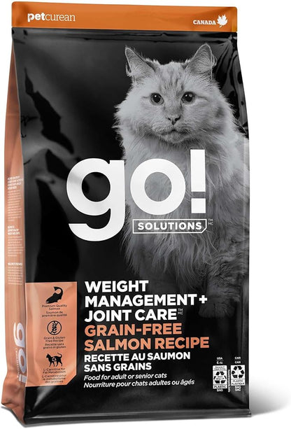 Go! Solutions Weight Management + Joint Care, Grain-Free Dry Cat Food, Salmon Recipe, 12 lb Bag