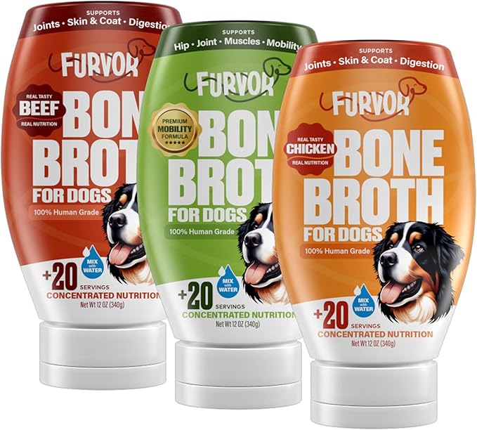 Beef, Chicken & Mobility Dog Food Topper Bundle - Supports Digestion, Healthy Skin & Coat, Immune System, Hip & Joint Support for Dogs, Collagen, Human Grade, Made in USA, 12 oz 3-Pack