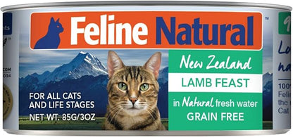 Feline Natural Wet Cat Food Pate, Lamb Feast, 3 Oz Cans (Pack of 24), Grain Free, Made in New Zealand with Grass-Fed, Free-Range Lamb, Single Source, Limited Ingredient