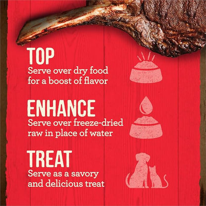 Merrick Grain Free Bone Broth, Premium Human Grade And Gluten Free Dog And Cat Food Topper Pouches, Beef - 7 oz. Pouch (Pack of 4)