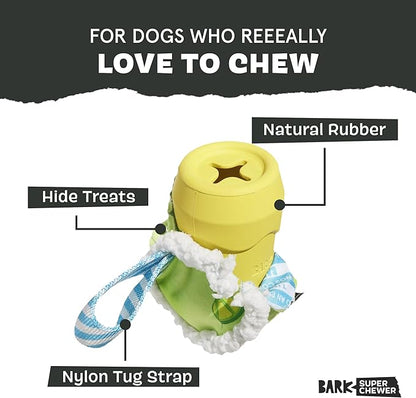 Barkbox Get Ripped Margrrrita Super Chewer Tough Dog Chew Toy for Aggressive Chewers, Plush Cover with Rubber Core - 2 Toys in 1  Two Layer Treat Dispensing Dog Toy for Large Dogs