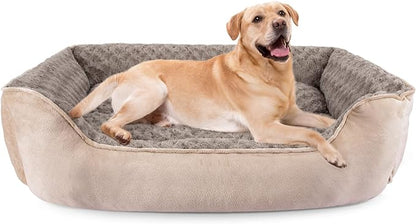 JOEJOY Rectangle Dog Bed for Large Medium Small Dogs - Washable Orthopedic Sofa Bed, Soft Breathable Puppy & Pet Cuddler, Durable Calming Dog Bed with Anti-Slip Bottom, Multiple Sizes, Beige