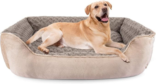 JOEJOY Rectangle Dog Bed for Large Medium Small Dogs - Washable Orthopedic Sofa Bed, Soft Breathable Puppy & Pet Cuddler, Durable Calming Dog Bed with Anti-Slip Bottom, Multiple Sizes, Beige