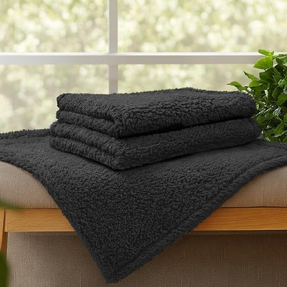 1 Pack 3 Calming Blankets Fluffy Premium Fleece Pet Blanket Soft Sherpa Throw for Dog Puppy Cat Black Large (41"x31")