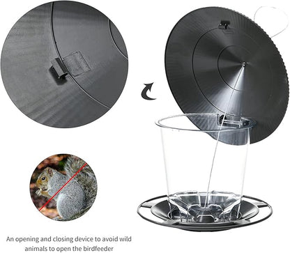 Bird Feeder Outdoor Hanging for Wild Bird Seed, Grey