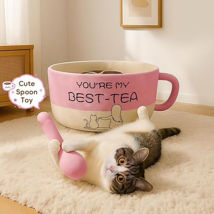 Cute Cat Beds Kitten Beds, Soft Small Dog Beds, Washable Pet Beds for Puppy and Kitty, Funny Coffee Cup Shape, 20 Inch