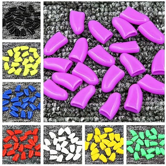 100pcs Dog Nail Caps Dog Caps Dog Nail Covers for Pet Dog Paws with 5pcs Adhesive Glue+5pcs Applications and Instructions