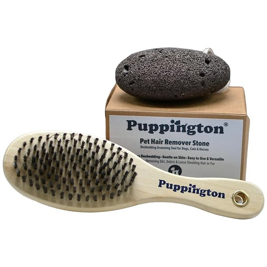 2-in-1 Dog Grooming Brush and Deshedding Stone Dog Hair Remover for Short Haired and Long Haired Dogs
