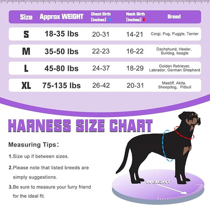 AUROTH Tactical Dog Harness for Large Dogs No Pull Adjustable Pet Harness Reflective K9 Working Training Easy Control Pet Vest Military Service Dog Harnesses Purple L