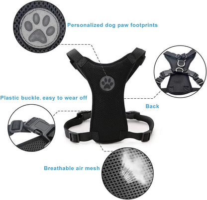 Dog Harness, Pet Vest Harness for Dogs in Car Adjustable Neck and Chest Strap Breathable Soft Fabric Multifunctional Vest with Quick Release for Travel Walking Daily Use