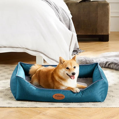 Orthopedic Dog Beds for Medium Large Dogs, Durable Egg Crate Foam Sofa Dog Bed wit Washable Removable Cover,Waterproof Lining and Nonskid Bottom,Pet Bed for Large Dogs (Peacock Blue, Medium)