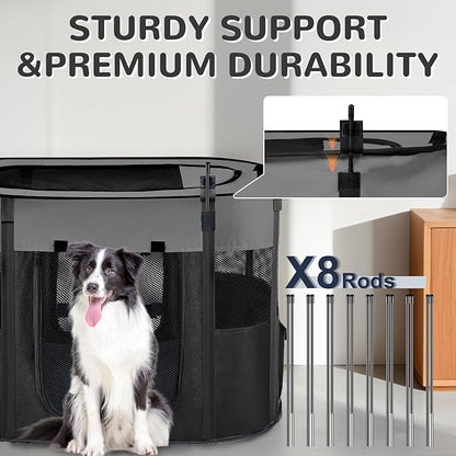 Dog Playpen,Cat Crate,Portable Pet Playpen, Foldable Kennel for Puppy Kitten Rabbit,Breathable Shade Cover,Indoor Outdoor Travel Camping Use for Puppy Cat Dog Grey S