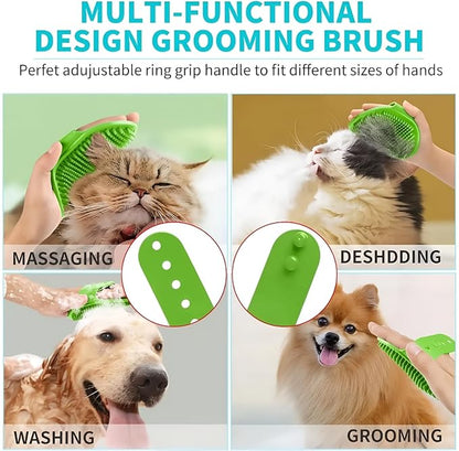 3-Pack Dog Bath Brush with Shampoo Dispenser  Silicone Dog Scrubber for Bathing & Grooming, No-Slip Handle, Deep Cleaning & Shedding Tool, Pet Massage Brush for Small & Large Dogs