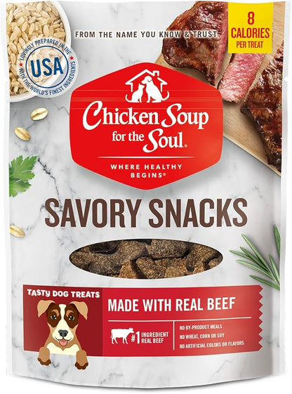 Chicken Soup For The Soul Pet Food Savory Snacks Dog Treats, Beef, 6 Ounce Bag | Soy, Corn & Wheat Free, No Artificial Flavors or Preservatives