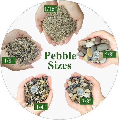 20lbs Aquarium Gravel, 1/16"(0.6-1.2mm) Natural River Rocks Succulent Cactus Pea Gravel for Plants, Fish Tank, Decorative Pebbles for Gardening, Flower Pots, Vase Fillers, Landscaping