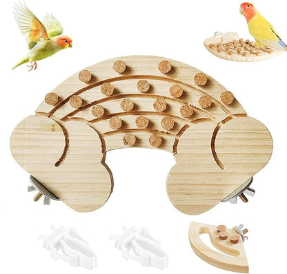 Bird Chew Toy with Screw Mount – Wooden Foraging Toy for Parrots, Cockatiels, Small to Medium Birds, Secure Cage Attachment, Safe and Durable Design (Rainbow-Corner)
