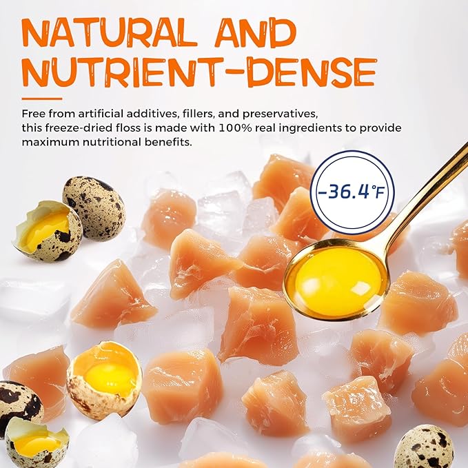 Glucosamine Multivitamin Hip & Joint Care Supplement for Dogs, Freeze Dried Chicken & Quail Egg Yolk Floss Treats Vitamin C Vitamin E 6 Ounce Dog Health Supplies