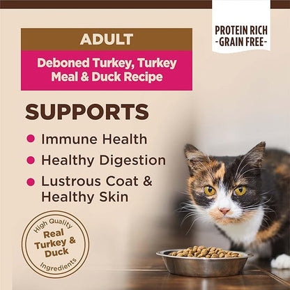 Wellness CORE Adult Dry Cat Food for Indoor & Outdoor Cats, Grain-Free, Natural, Turkey, Turkey Meal and Duck (5 Pound Bag)