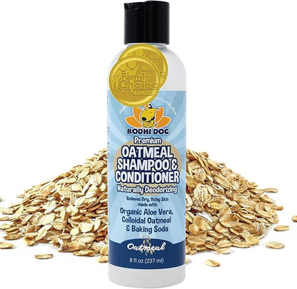 Bodhi Dog Baby Powder Scented Cat & Dog Cologne 4oz + Oatmeal Dog Shampoo & Conditioner for Pet Grooming 8oz | Moisturizing Dog Shampoo for Sensitive Skin | Deodorizing Cat and Dog Grooming Bundle