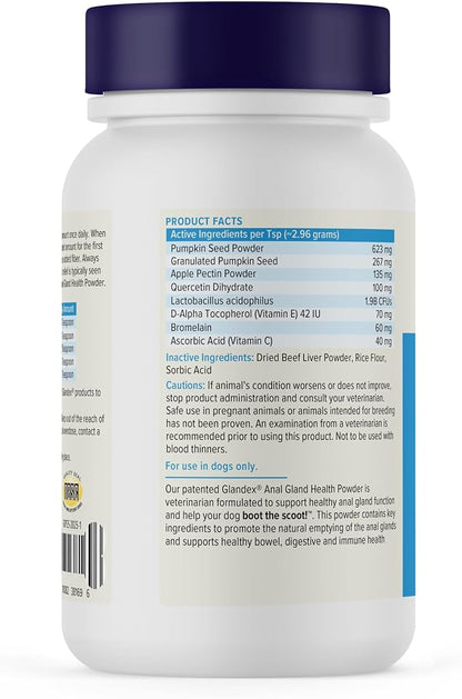 Vetnique Glandex Dog Fiber Supplement Powder Anal Gland Health with Pumpkin, Digestive Enzymes & Probiotics, Vet Recommended (Regular or Advanced Strength) - Boot The Scoot (2.5oz Powder, Beef Liver)
