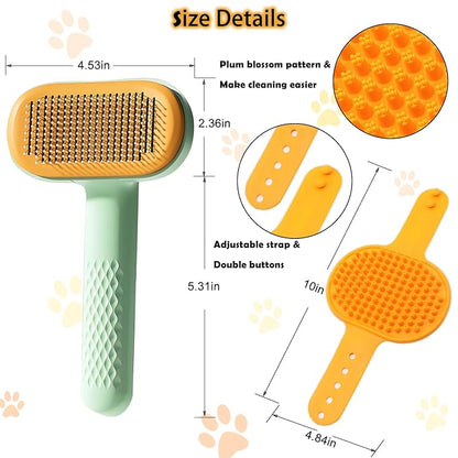 Dog Brush for Shedding & Grooming, Self Cleaning Slicker Brushes with Bath Brush for Shot Long Haired Dogs Cats, Cat Deshedding Brushes Puppy Pet Grooming Undercoat Comb for Sensitive Skin