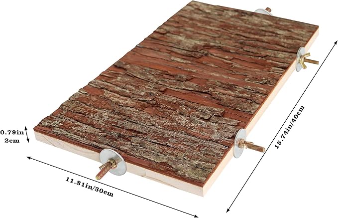 15.7 _ 11.8 inch Large Bird Perch Stand Platform, Natural Wooden Small Animals Cage Accessories, Rectangle Stand Perch Shelf for Parrot Parakeet Cockatiel Rat Hamster Guinea Pig Conures Chinchillas