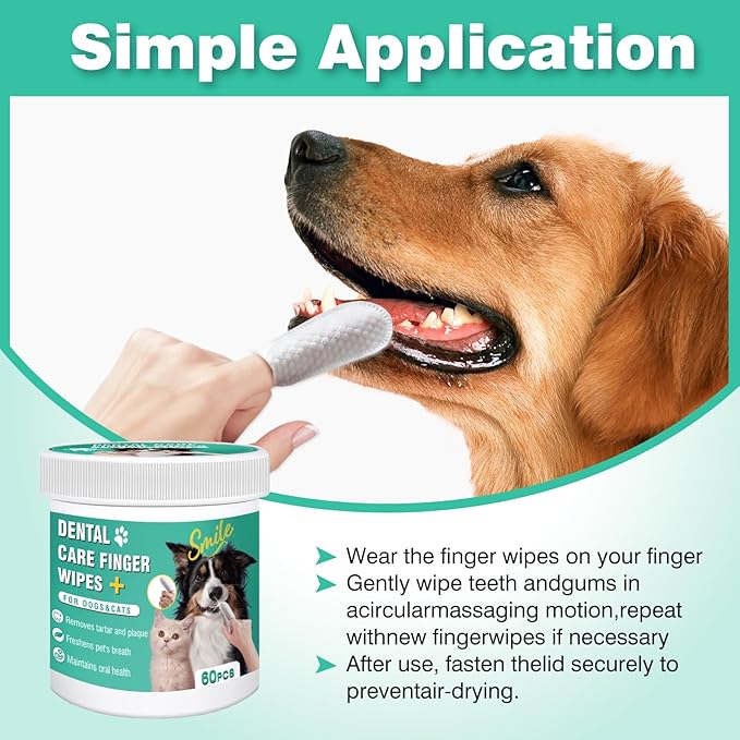Dog Teeth Cleaning Wipes, Pre-Soaked Pet Tooth Finger Wipes, Soothing Cleaning Pet Teeth, Reducing Tartar and Plaque, Freshening Breath, Maintaining Your Dog's Oral Health