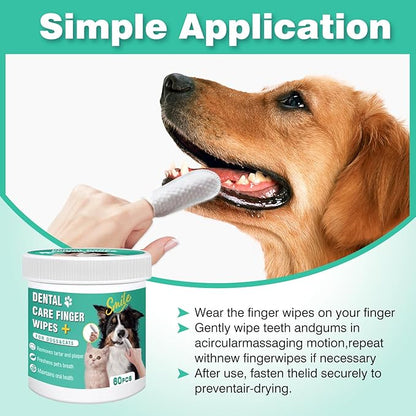 Dog Teeth Cleaning Wipes, Pre-Soaked Pet Tooth Finger Wipes, Soothing Cleaning Pet Teeth, Reducing Tartar and Plaque, Freshening Breath, Maintaining Your Dog's Oral Health