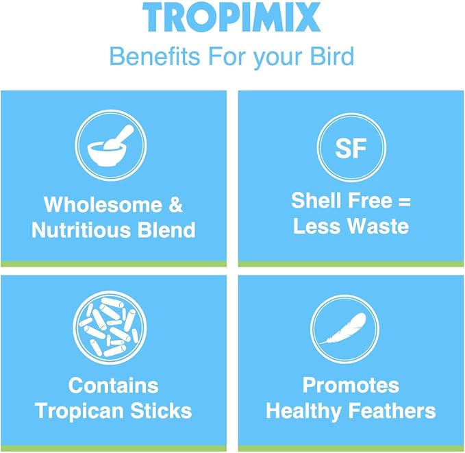 Tropimix Bird Food, Hagen Large Parrot Food with Seeds, Fruit, Nuts, Vegetables, Grains, and Legumes, Enrichment Food, 4 lb Bag (Pack of 2)