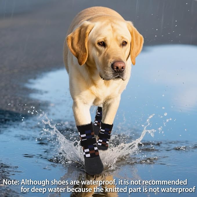 PUPTECK Dog Shoes for Hot Pavement Small Medium Large Size Dogs, Booties and Paw Protectors for Hardwood Floors, Grippy Socks to Prevent Licking Rubber Rain Hiking Boots for Senior Anti Slip