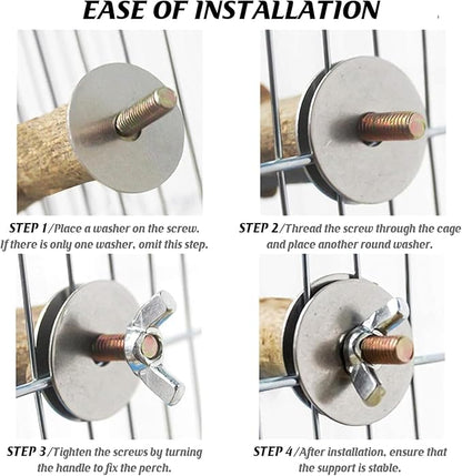 kathson 5pcs Natural Parrot Perch for Cage Wooden Bird Perches Grape Bird Stick Parakeet Climbing Standing Branches Toy Chewable Cage Accessories for Small Budgies Cockatiels Lovebirds Budgies