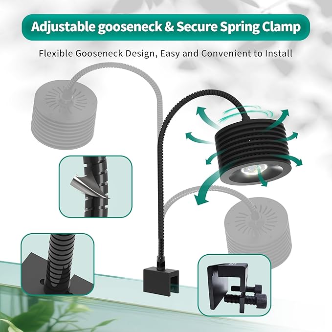 Lominie LED Aquarium Light, Full Spectrum Coral Reef Light, Remote Control Dimmable Fish Tank Lamp, Clip-on Saltwater Aquarium Light