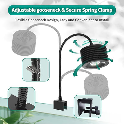 Lominie LED Aquarium Light, Full Spectrum Coral Reef Light, Remote Control Dimmable Fish Tank Lamp, Clip-on Saltwater Aquarium Light