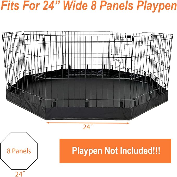 Dog Playpen Bottom Pad Waterproof - Fit All 24" Wide 8 Panels Regular Octagon Metal Exercise Pet Pen,Dog Pen Bottom Cover for Indoor Outdoor(Playpen Not Included)