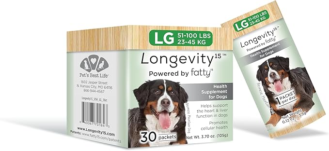 Yummy Combs Longevity15  C15:0  Fatty Acid Health Supplement for Dogs  Healthy Pet Supplies  for Large Dogs, 1 Pack