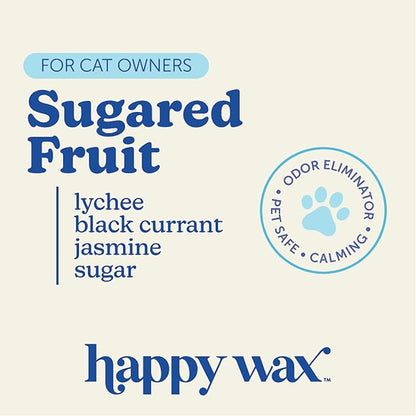 Happy Wax Sugared Fruit Scented Wax Melts for Cat Owners – Odor Eliminating, Calming, Pet-Safe, Non-Toxic, Perfect for Use with Wax Warmers - 4 oz Pouch