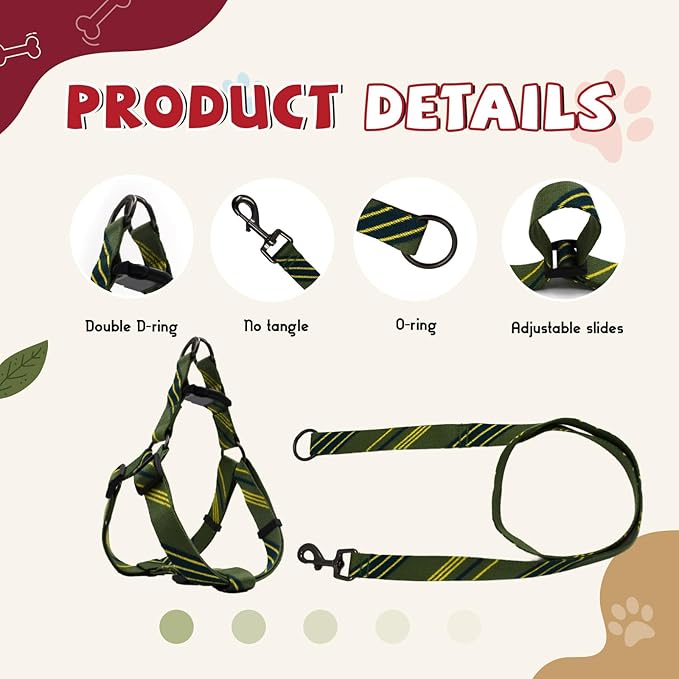 Dog Harness for Large Dogs Step-in Adjustable Dog Harness, Yellow Mix Green,L