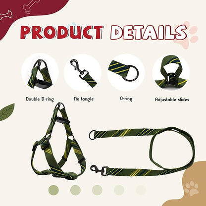 Dog Harness for Large Dogs Step-in Adjustable Dog Harness, Yellow Mix Green,L