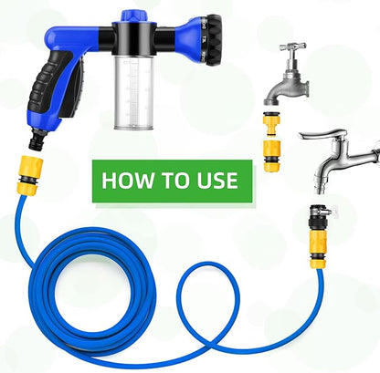 6 Pieces Dog Wash Hose Attachment with Soap Dispenser Pet Bathing Tool Set Dog Comb Brush for Pet Washing(9.45 x 6.3 x 2.48 Inch,Blue)