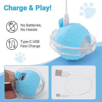 Interactive Cat Toys for Indoor Cats Fast Rolling Ball, Automatic Motion Activated Ball, Hide and Seek for Indoor Exercise Toys, Real Bird Squeaky for Kitten Exercise Kicker