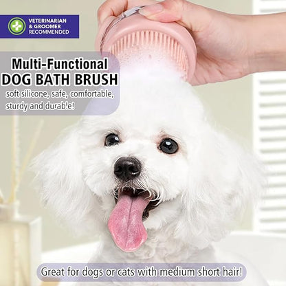 Dog Bath Brush,Dog Shampoo Brush,Cat Bath Brush,Cat Shampoo Brush,Cat Shampoo Brush,Dog/Pet Grooming/Scrubber,with Shampoo Dispenser,Suitable for dog and cat showers