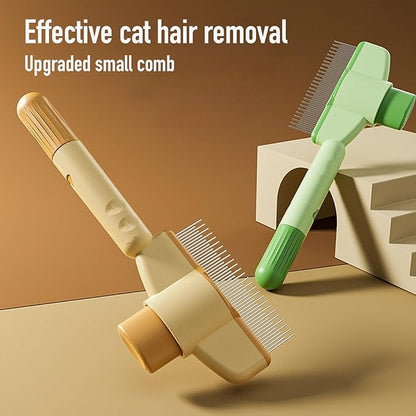 Pet Brush, Hair Grooming Brush Removal Comb, Cat Dog Brush for Massaging and Cleaning Shedding, Multifunctional with Release Button, Yellow