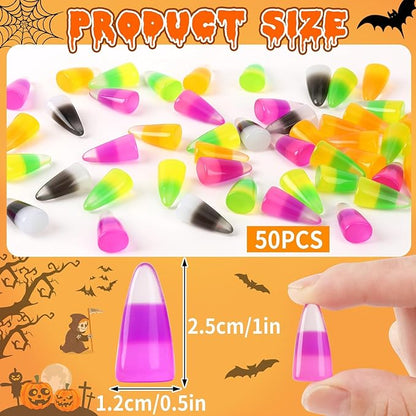 56 Pcs Mini Resin Candy Corn, Fake Luminous Candy Corn Halloween Candy Corn Ornaments Glow in Dark for Fall Halloween Party DIY Crafts