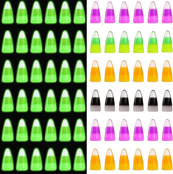 56 Pcs Mini Resin Candy Corn, Fake Luminous Candy Corn Halloween Candy Corn Ornaments Glow in Dark for Fall Halloween Party DIY Crafts