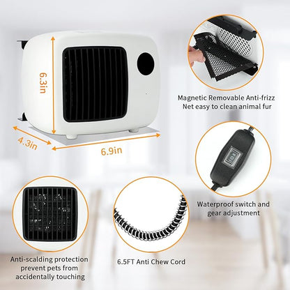 Dog House Heater with Thermostat, Wall-Mounted Dog Heater with 6.5FT Bite Proof Wire, Heater for Dog House with Safe Overheat Protection(2 Heating Mode 200W/400W)