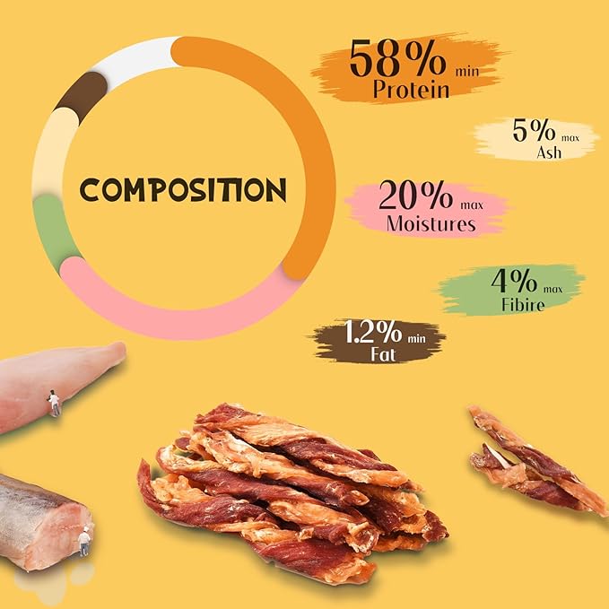 ASMPET Dog Treats Chews, Triple Flavor Chicken Duck and Cod Twisted Jerky Sticks for Small Medium Large Dogs 10.6 oz